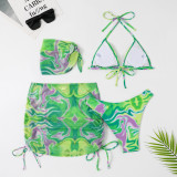 Women tie-dye bikini skirt Swimwear four-piece set