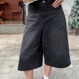 Women Loose Denim Wide Leg Shorts