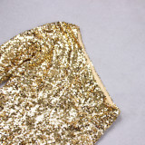 Women Sequin Formal Party One-shoulder Dress