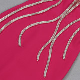 Women Flower Chain Strapless Dress