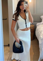 Women Short-sleeved Top And Skirt Two-piece Set