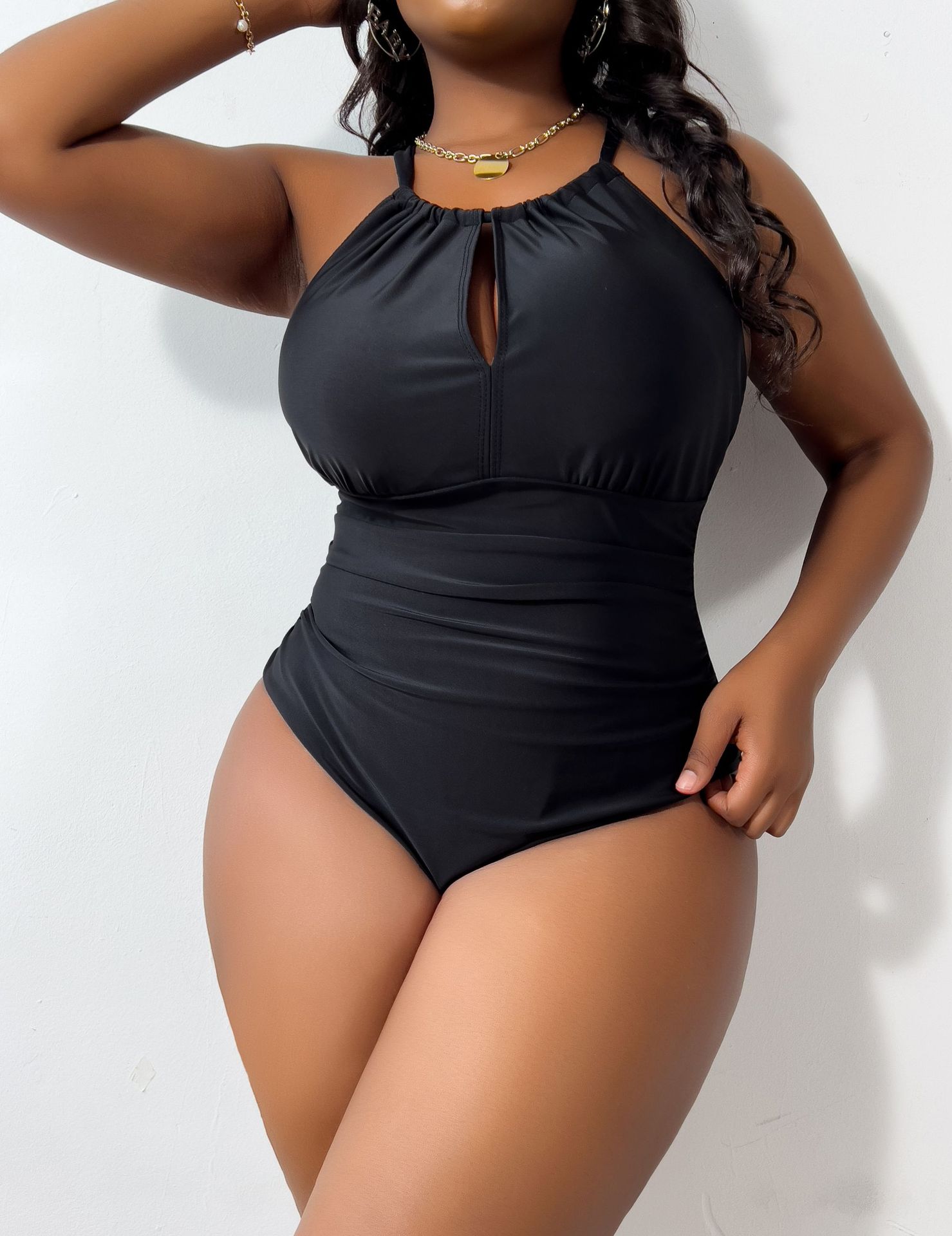Solid One-Piece Bikini Swimsuit for Pool & Beach