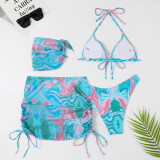 Women tie-dye bikini skirt Swimwear four-piece set