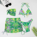 Women tie-dye bikini skirt Swimwear four-piece set