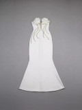 Women Flower Chain Strapless Dress