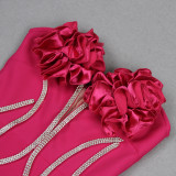Women Flower Chain Strapless Dress