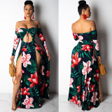 Women sexy irregular Lace-Up off-shoulder Dress