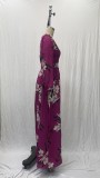 Summer V-neck Long Sleeve Printed Dress