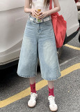 Women Loose Denim Wide Leg Shorts