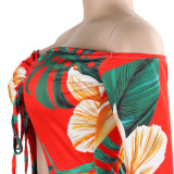 Women sexy irregular Lace-Up off-shoulder Dress