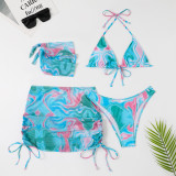 Women tie-dye bikini skirt Swimwear four-piece set