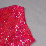Women Sequin Formal Party One-shoulder Dress