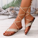 Women Roman summer flat cross Lace-Up hollow sandals