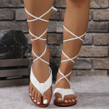 Women Roman summer flat cross Lace-Up hollow sandals