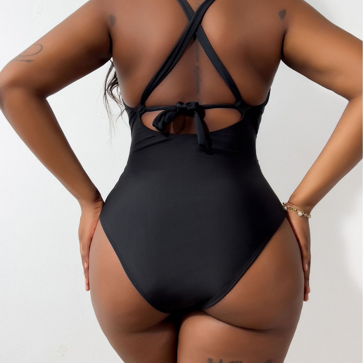 Solid One-Piece Bikini Swimsuit for Pool & Beach