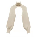 Women Lantern Sleeve High Neck Sweater