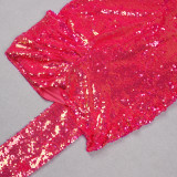 Women Sequin Formal Party One-shoulder Dress
