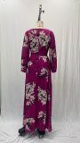 Summer V-neck Long Sleeve Printed Dress