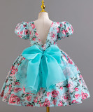 Girls Floral Bow Princess Dress Children's Flower Party Dress