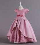 Girls' Dresses Children's Satin Embroidered Princess Dress