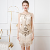 Elegant Sleeveless Tassels Sequined Formal Party Dress