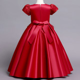 Girls' Dresses Children's Satin Embroidered Princess Dress