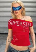 Women's Spring Summer Style Slash Shoulder Sexy Crop Short Sleeve Women T-Shirt Women's Spring Summer Style Slash Shoulder Sexy Crop Short Sleeve Women T-Shirt