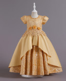 Girls' Dresses Children's Satin Embroidered Princess Dress