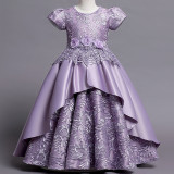 Girls' Dresses Children's Satin Embroidered Princess Dress
