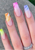 Bleach Rainbow Nail Wear Nails Long Fake Nails Patch