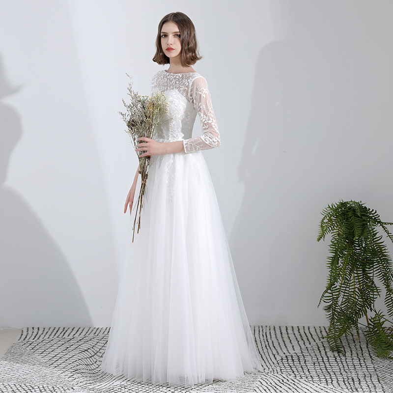 Luxury Embroidered Long Sleeve Bride Wedding Dress(Process Time Need 5-7 Days)