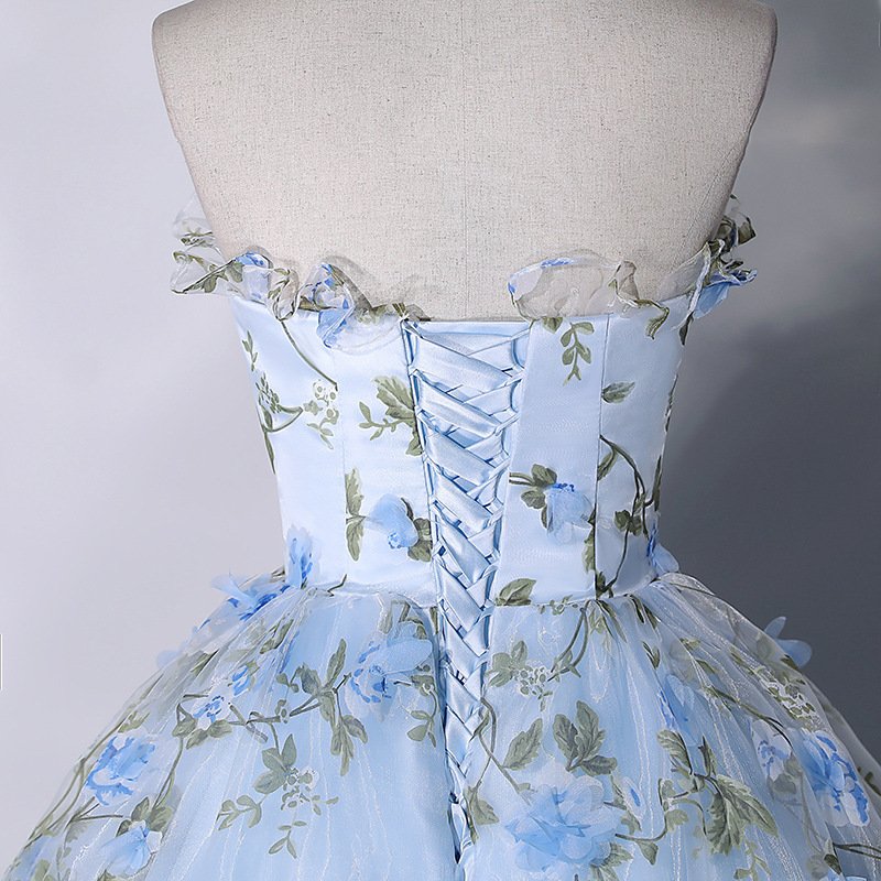 Luxury Strapless Floral Embroidered Formal Party Wedding Dress Bride Evening Gown(Process Time Need 5-7 Days)