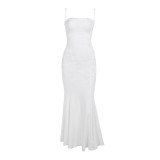 Summer Sexy Fashionable Jacquard Strap Low Back Mermaid Long Dress