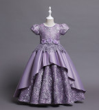Girls' Dresses Children's Satin Embroidered Princess Dress