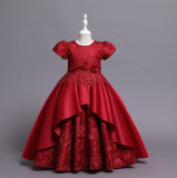 Girls' Dresses Children's Satin Embroidered Princess Dress