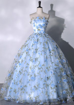 Luxury Strapless Floral Embroidered Formal Party Wedding Dress Bride Evening Gown(Process Time Need 5-7 Days) Luxury Strapless Floral Embroidered Formal Party Wedding Dress Bride Evening Gown(Process Time Need 5-7 Days)