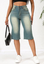 Trendy Women's Spring Summer Straight Loose Denim Midi Pants