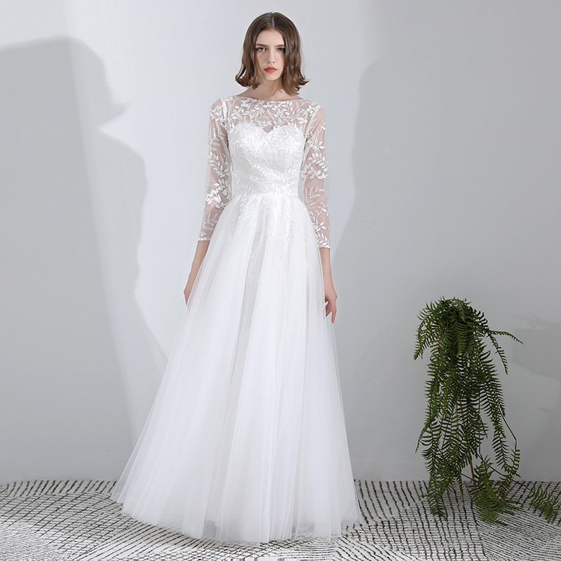 Luxury Embroidered Long Sleeve Bride Wedding Dress(Process Time Need 5-7 Days)