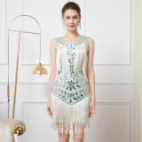 Elegant Sleeveless Tassels Sequined Formal Party Dress
