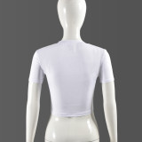Women's Round Neck Fashion Print Sexy Slim Fit T-Shirt Tops