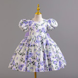 Girls Floral Bow Princess Dress Children's Flower Party Dress