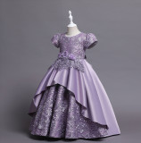 Girls' Dresses Children's Satin Embroidered Princess Dress