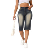 Trendy Women's Spring Summer Straight Loose Denim Midi Pants