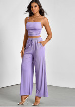 Summer Women's Casual Strap Vest Wide Leg Pants Sexy Comfortable Two-Piece Set Summer Women's Casual Strap Vest Wide Leg Pants Sexy Comfortable Two-Piece Set