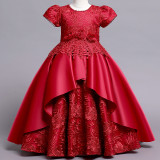 Girls' Dresses Children's Satin Embroidered Princess Dress