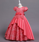 Girls' Dresses Children's Satin Embroidered Princess Dress