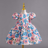 Girls Floral Bow Princess Dress Children's Flower Party Dress