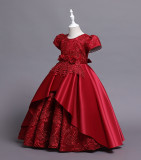 Girls' Dresses Children's Satin Embroidered Princess Dress