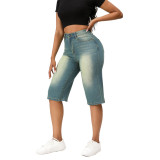 Trendy Women's Spring Summer Straight Loose Denim Midi Pants