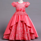 Girls' Dresses Children's Satin Embroidered Princess Dress